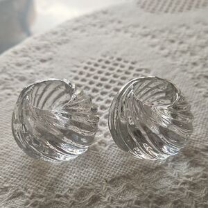 PartyLite Clear Swirled Glass Votive Holder Pair